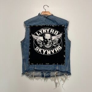Levi's Custom Vintage Denim Vest Lynyrd Skynyrd Size‎ L 100% Cotton